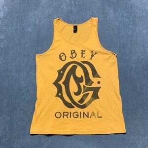 Obey Original Tank Top Mens Small Mustard Yellow Cotton Casual Streetwear Skate